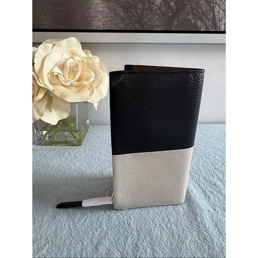 RADLEY LONDON Leather Regents Row Color Block Matinee Wallet Black Beige Brown